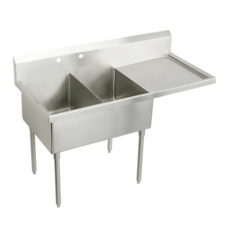 Elkay Weldbilt Stainless Steel 82 X 30 X 14 Floor Mount Double Compartment Scullery Sink With Drainboard WNSF8336LR132